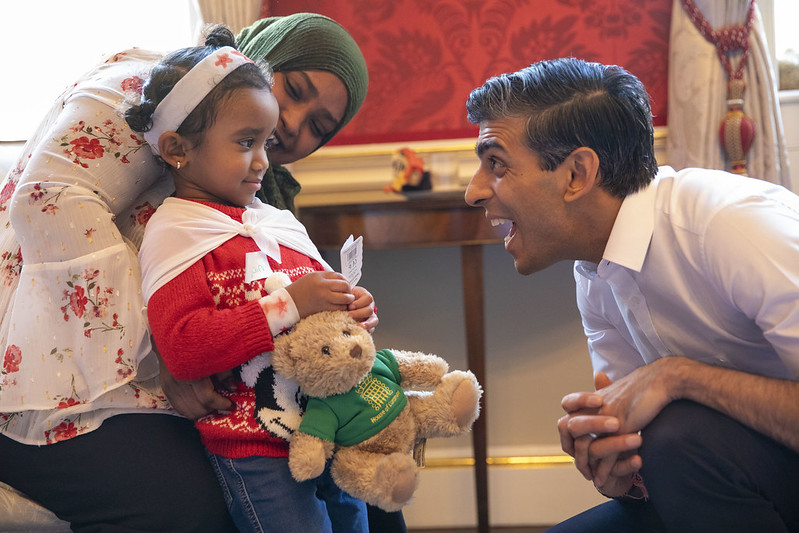 Rishi Sunak meets parents and their young children