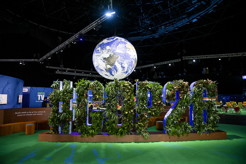 The COP26 Globe at the Hydro. Photograph: Karwai Tang
