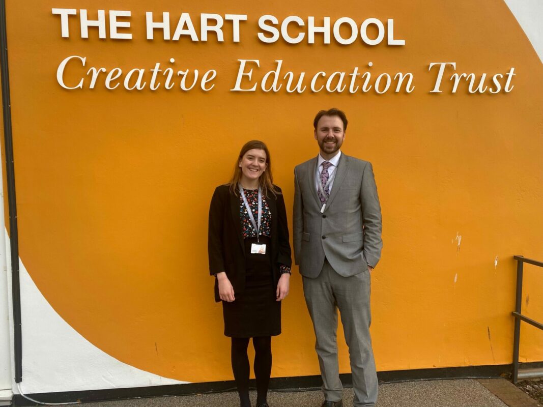 Ellie at The Hart School with Head of Sixth Form Ben Brennan