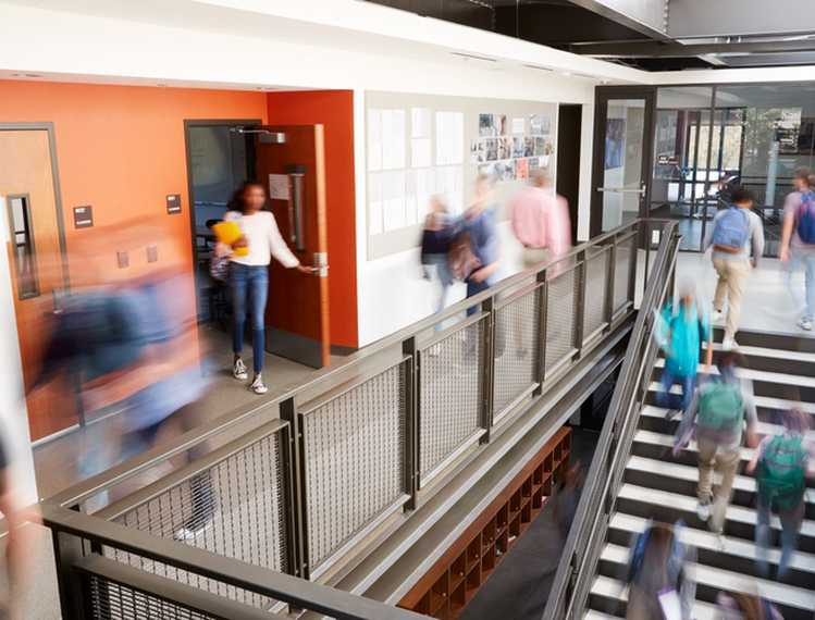 Busy college corridor