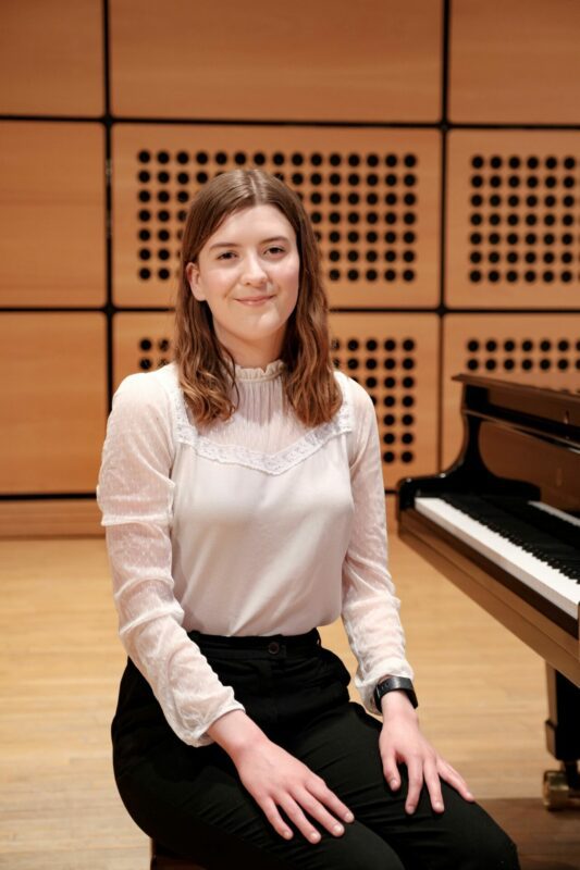 Ellie Holloway pictured in the music rehearsal hall at the University of Nottingham