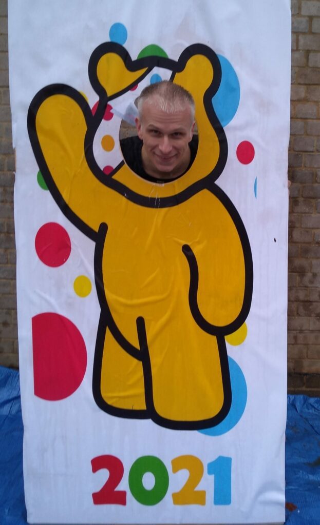 Barking & Dagenham College's Curriculum Team Leader for Sport & Rugby Academy Manager Dean Cutting took wet sponges in the face for Children in Need 2021