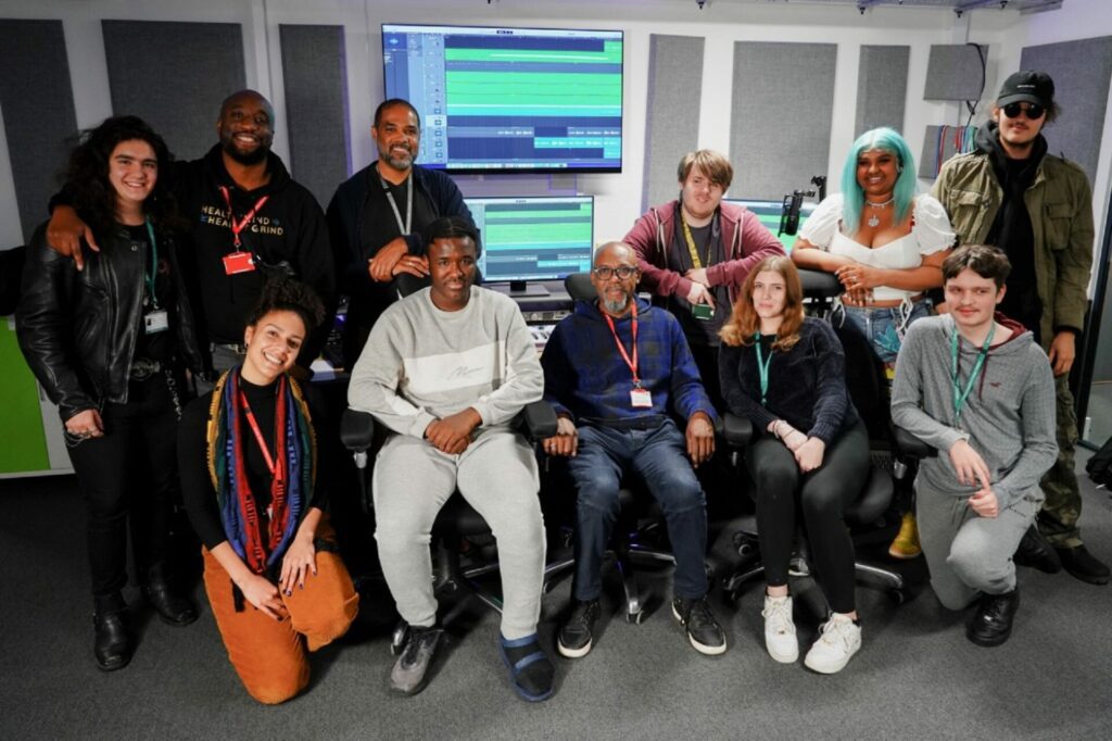 East London Institute of Technology Music Production students with jazz musician Orphy Robinson