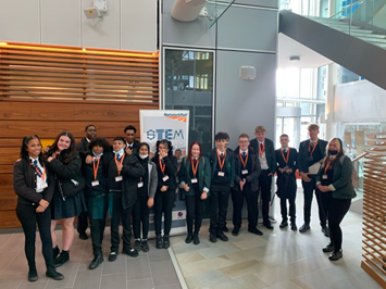 Lord Grey Academy student at Network Rail Head Office, The Quadrant, in Milton Keynes