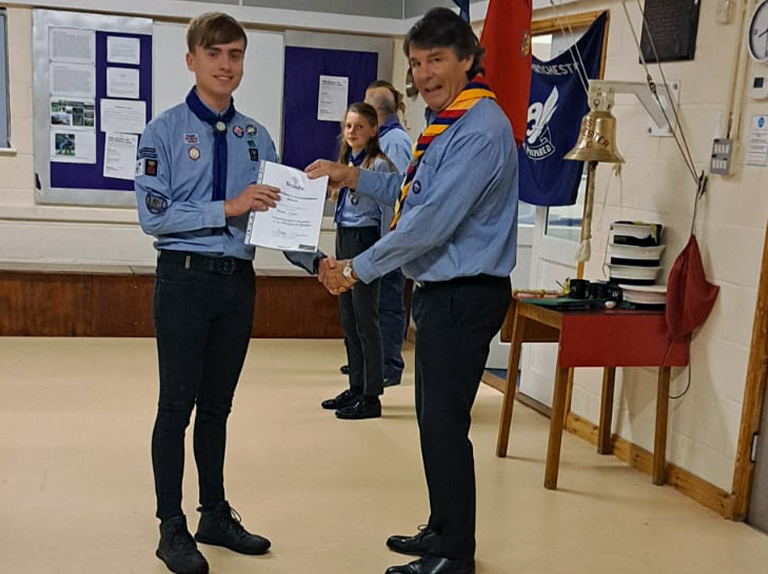 Barton Peveril Sixth Form College student Tom Hughes has received a Commissioner’s Commendation for his outstanding support and commitment to 3rd Portchester Scout Group.
