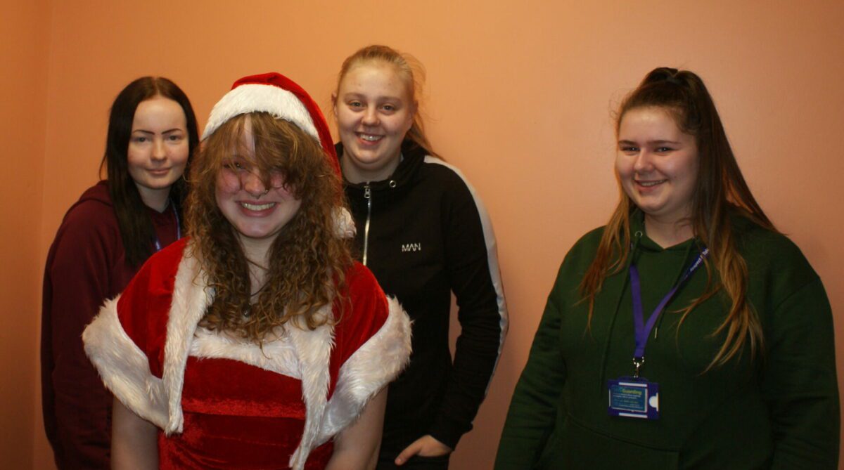 Childcare students Megan, Abbi, Lauren and Chloe are part of the group taking part in the pilot