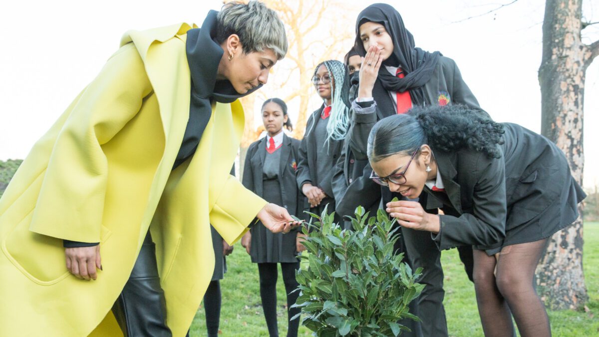 Karen Hauer with students from Year 9 and 11 at Burntwood School who are taking part in The Duke of Edinburgh’s Award