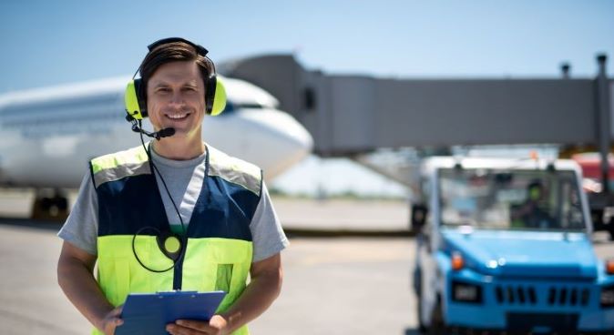 Aviation employee on airfield