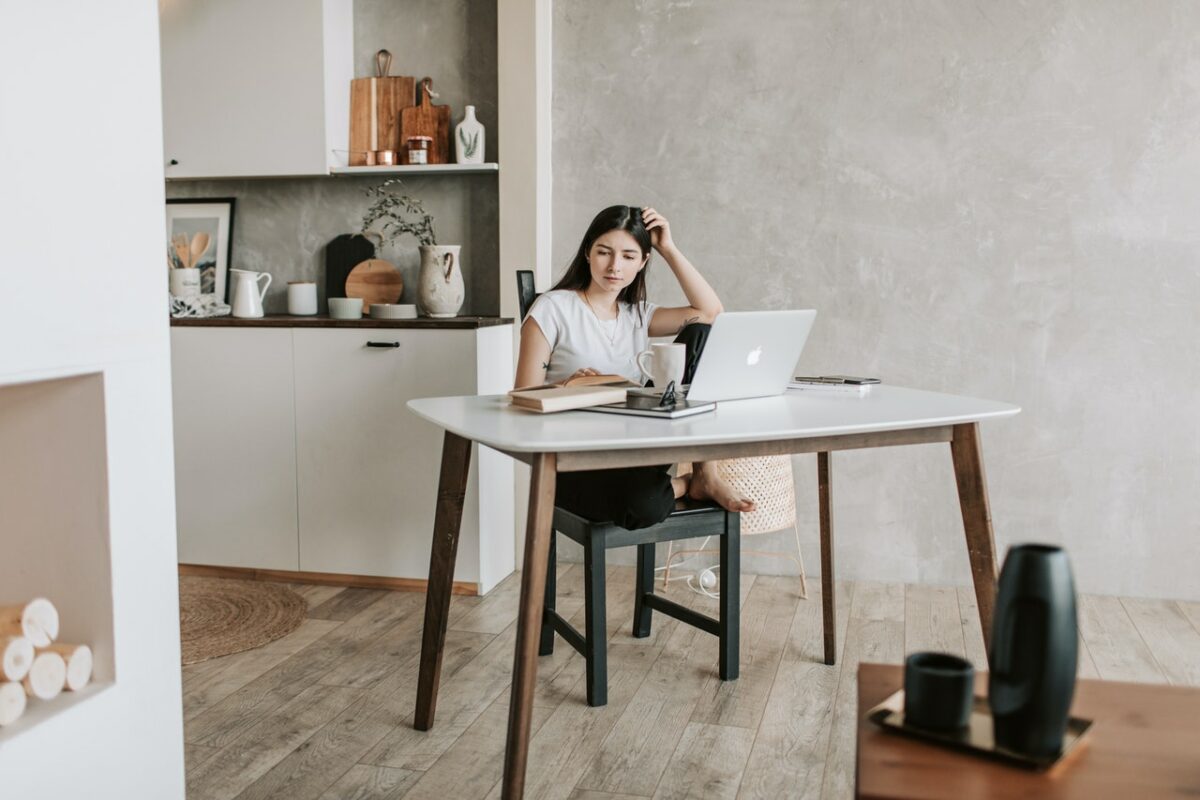 woman sat at desk