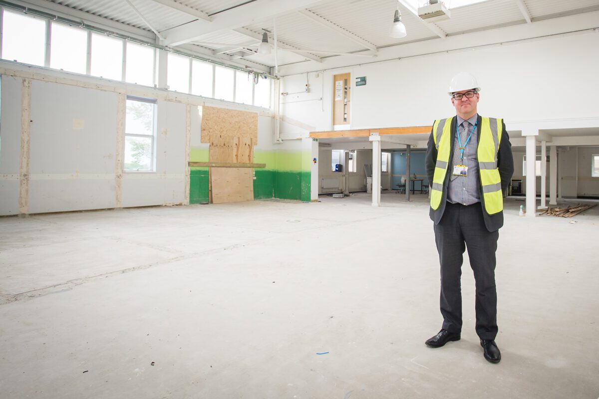 Ben Manning, Executive of Curriculum Quality & Student Experience, pictured in the location of the new Future Skills Centre: Construction, which will open in September.