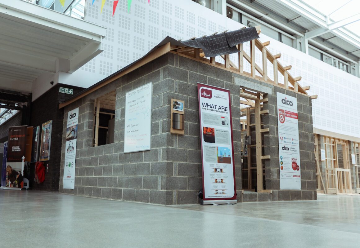 The Active Learning Area mock house constructed at Bradford College for electrical installation students to use in training.