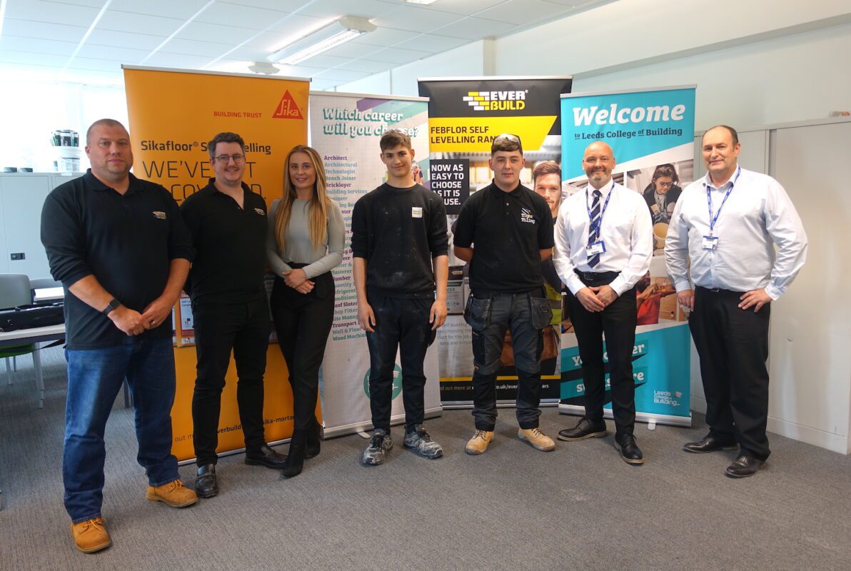 Representatives from Sika Everbuild and Leeds College of Building staff and students.