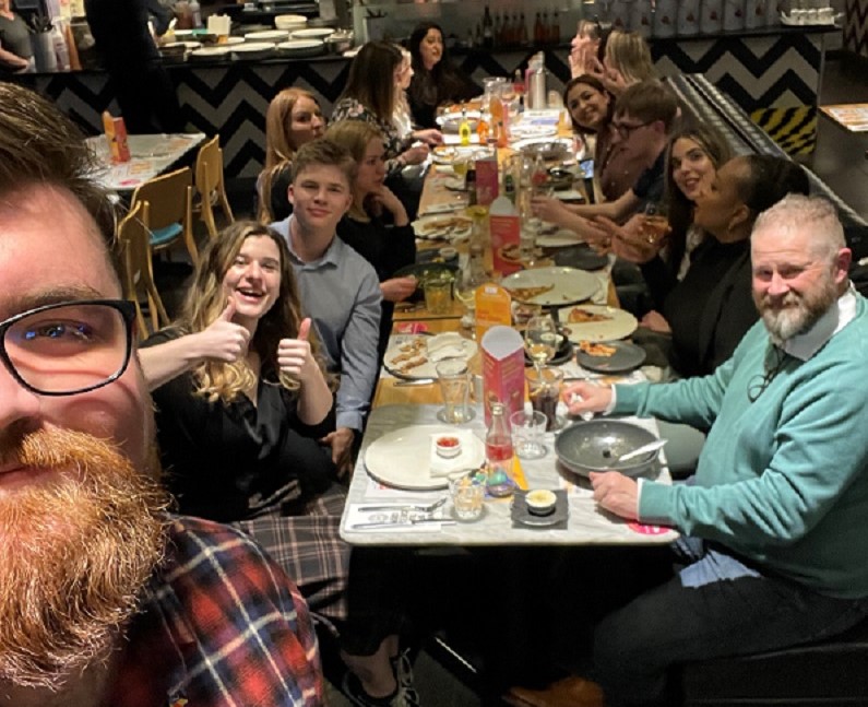 University Centre Leeds enjoying a meal during their London trip to the Department for Transport