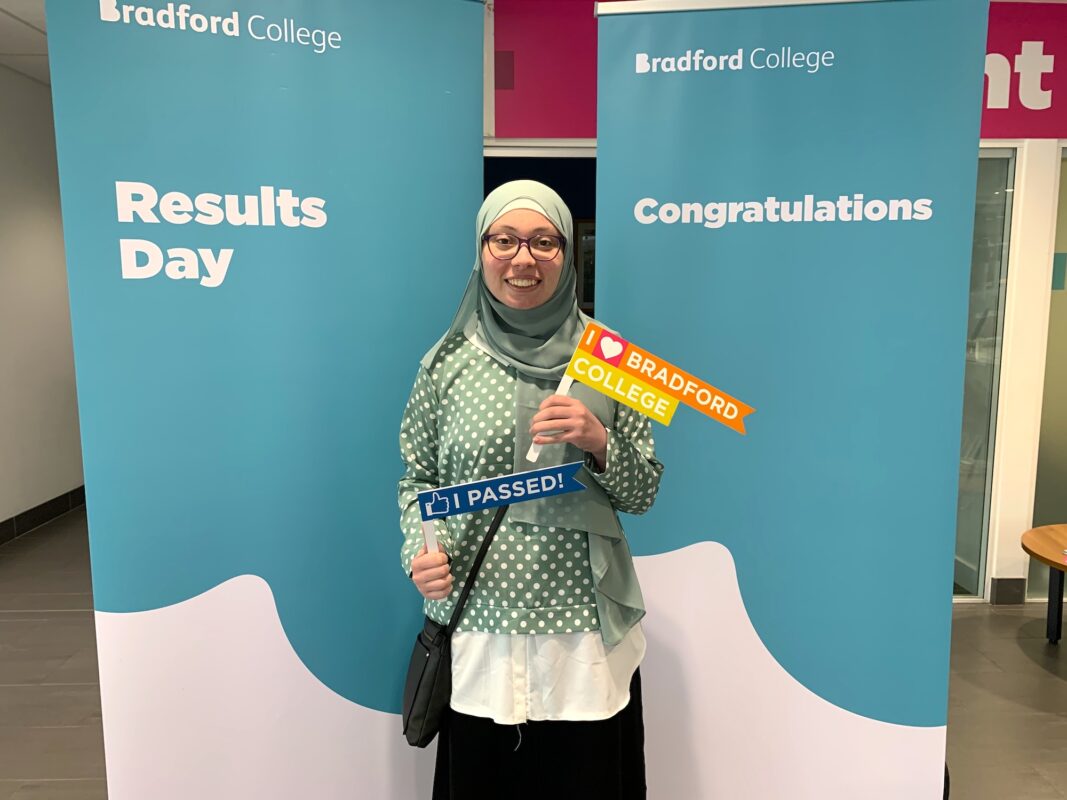 Bradford College student Hanin Abouelela who received five grade 9s (the equivalent of A*) for GCSE Chemistry, Physics, Biology, Maths and English.