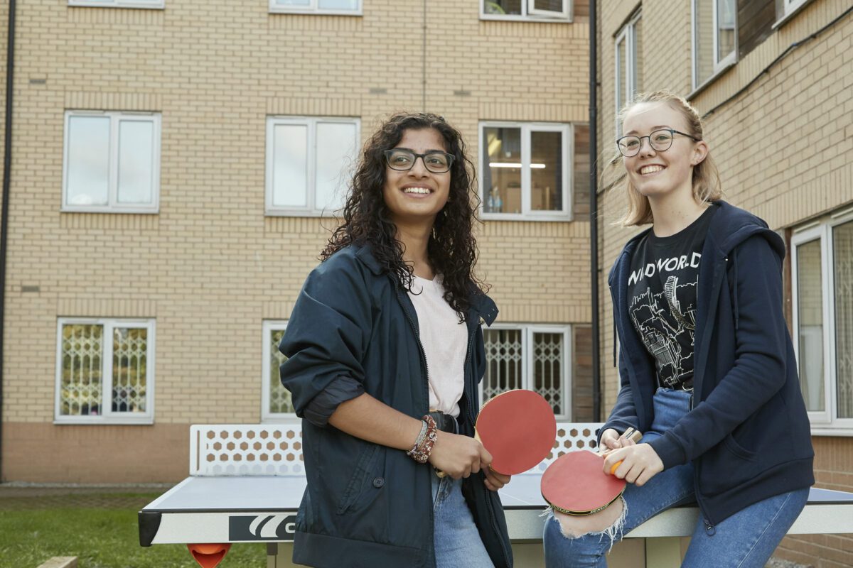 Two students in student accommodation