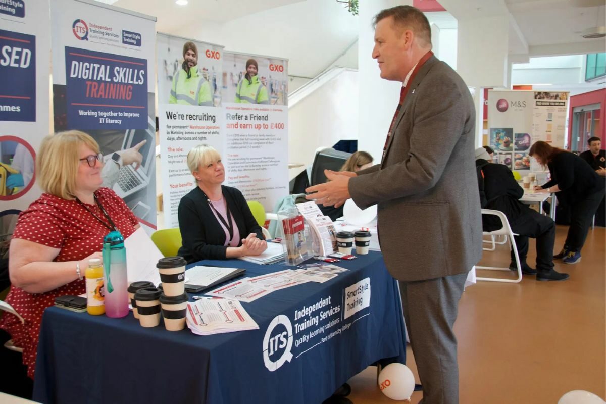 Councillor Kevin Osborne, Cabinet Support Member for Place, Regeneration and Culture at Barnsley College for the Jobcentre Plus event.