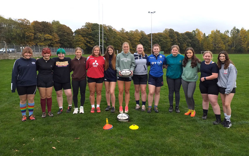 Group of female rugby players