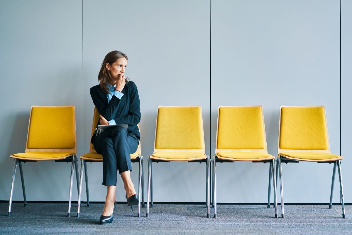 woman sat on chair