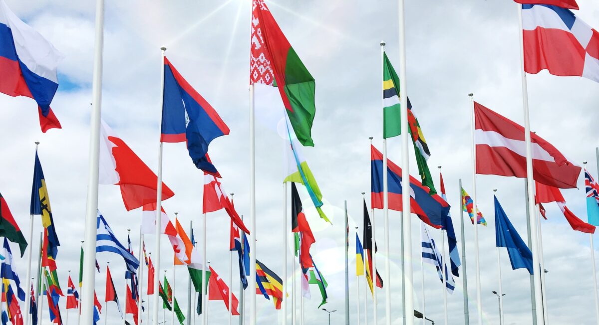 International flags in a line - Global skills
