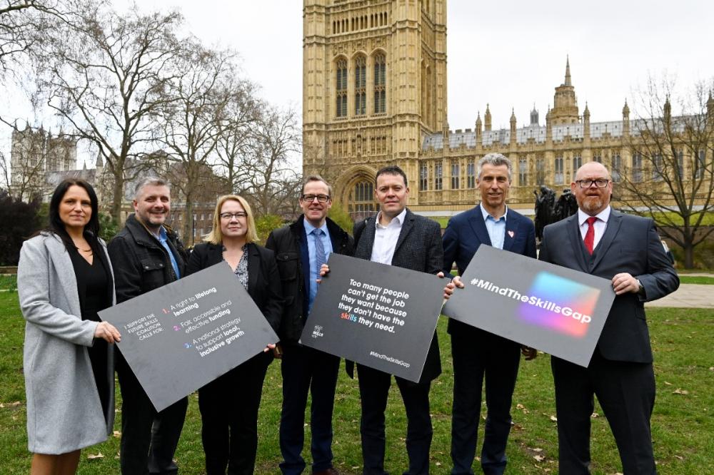 West Yorkshire college principals at Westminster for the Mind the Skills Gap Day of Action