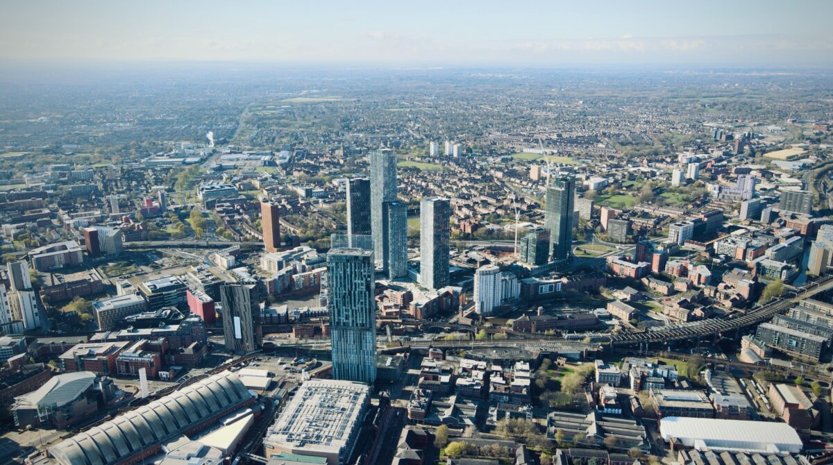 aerial view of Manchester city