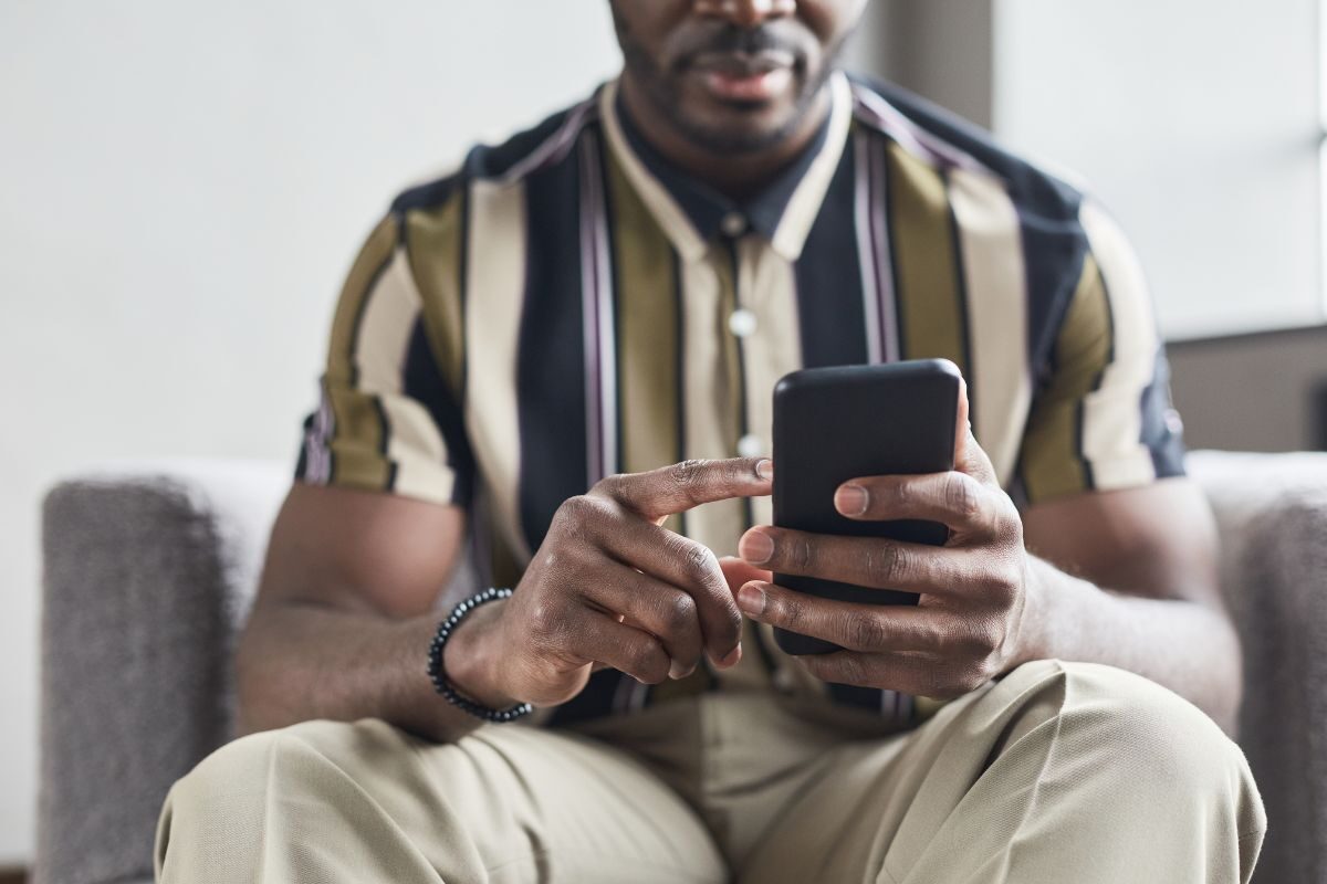 male on phone