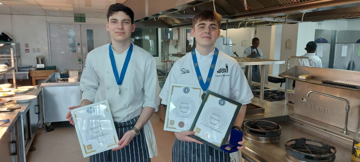 Ratmir Plokhov and Laurie Ballard with their Medal Haul from the International Salon Culinaire Competition