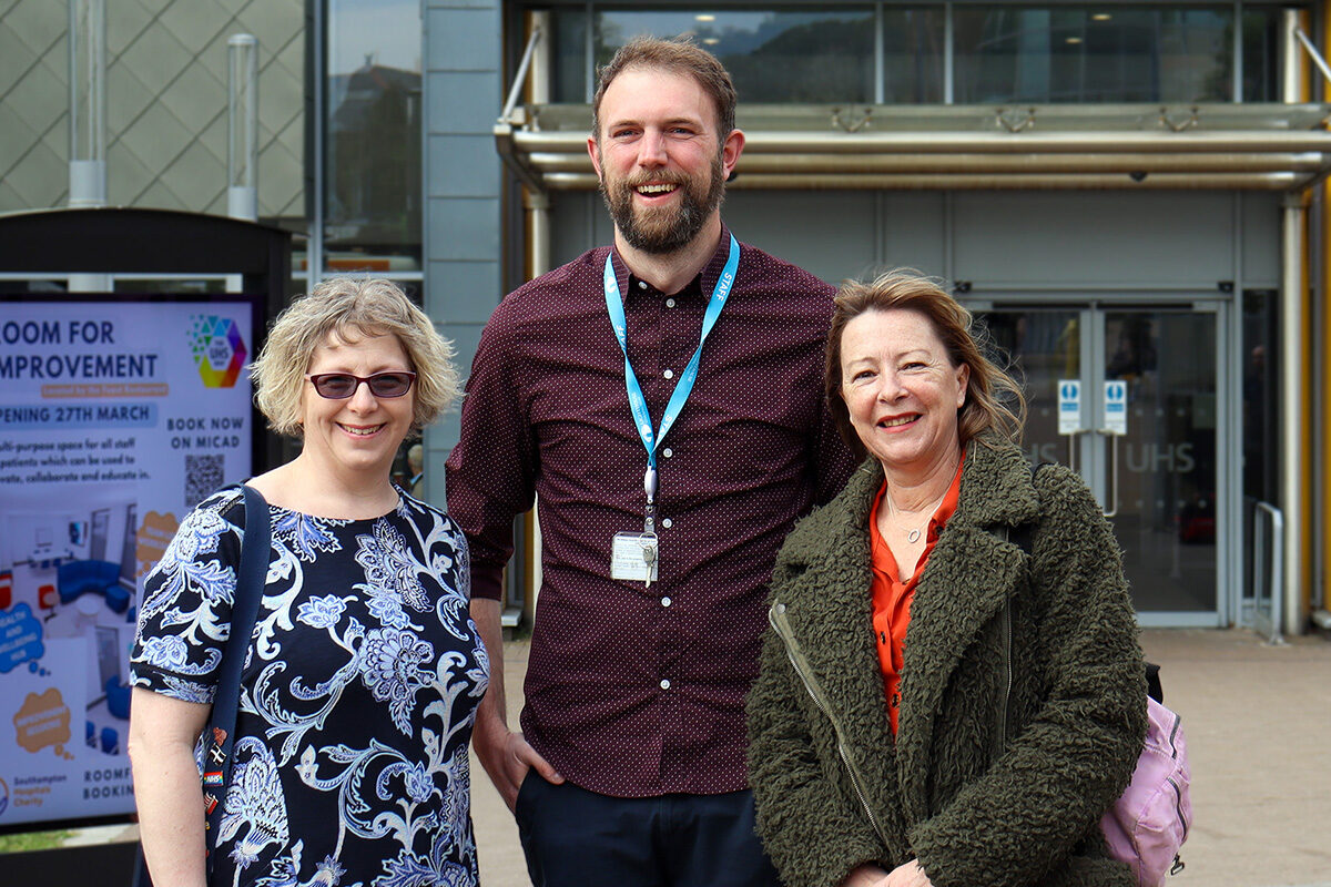 Richard Taunton Sixth Form College Curriculum manager Rob Collier, centre, with University Hospital Southampton Learning in Practice Facilitator Nicola George, left, and Richard Taunton T Level teacher Liz Price at the hospital