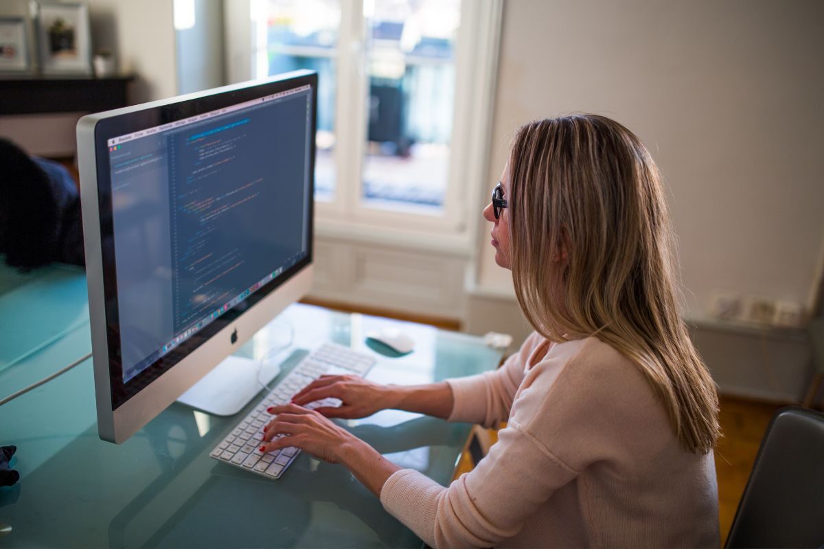 woman on computer