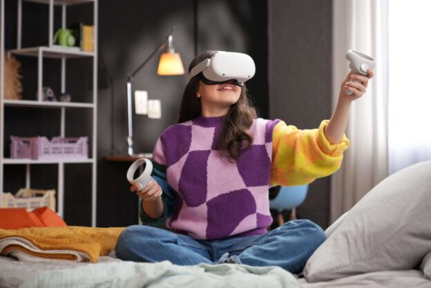 girl with vr headset on
