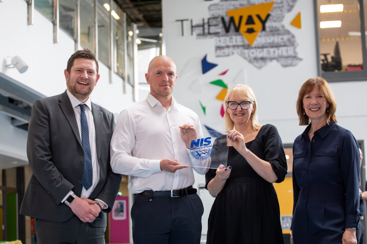 (l-r) Peter Merry (Wolverhampton College), Davie Carns (NIS), Jackie Redding and Susan Barlow (both The Way Youth Zone)