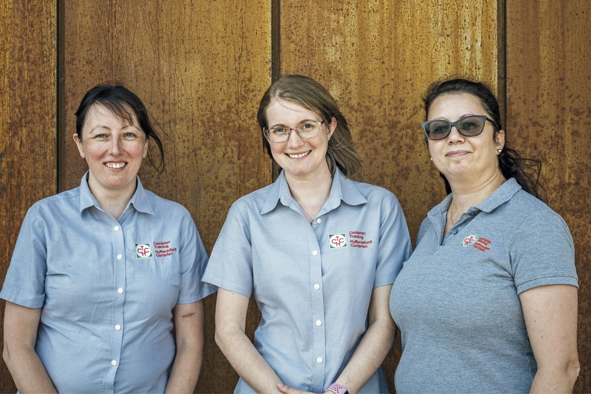 Cambrian Training Company’s Head of Sustainability Amy Edwards (centre) with Training Officers Liz Cain and Rodica Zus.