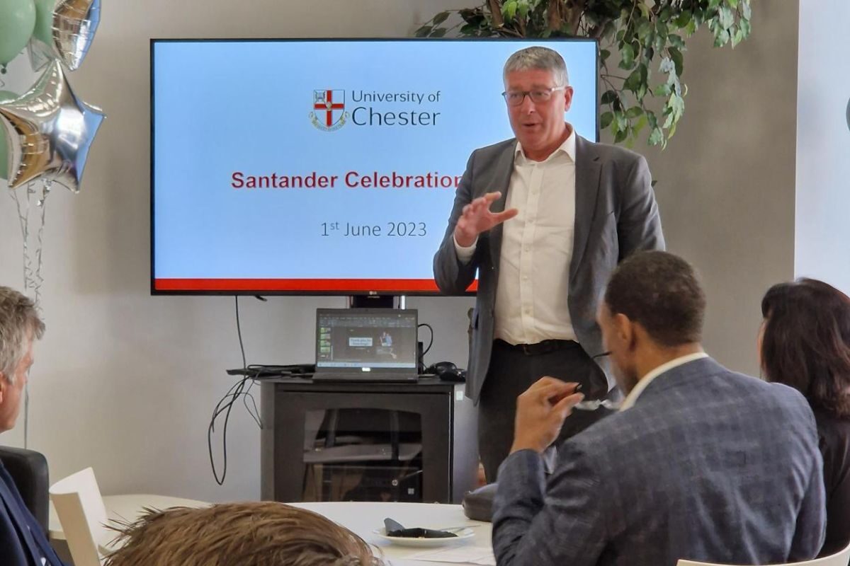 Matt Hutnell, Director, Santander Universities UK presents at the celebration event.