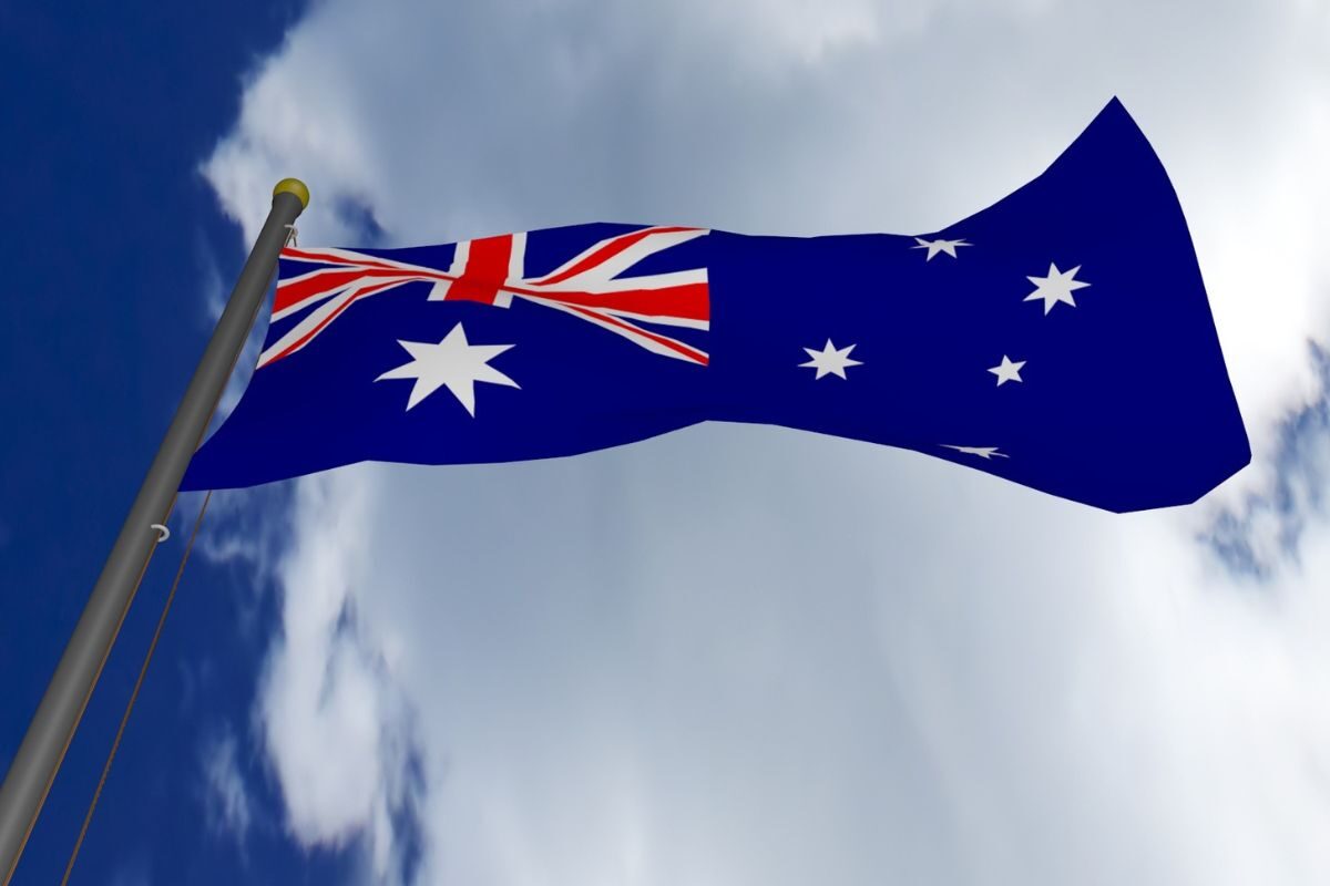 australian flag in the sky