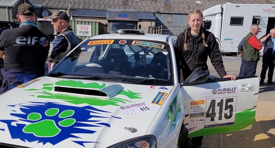 Coleg Meirion-Dwyfor student Efa Glyn Jones works on rally cars in her spare time