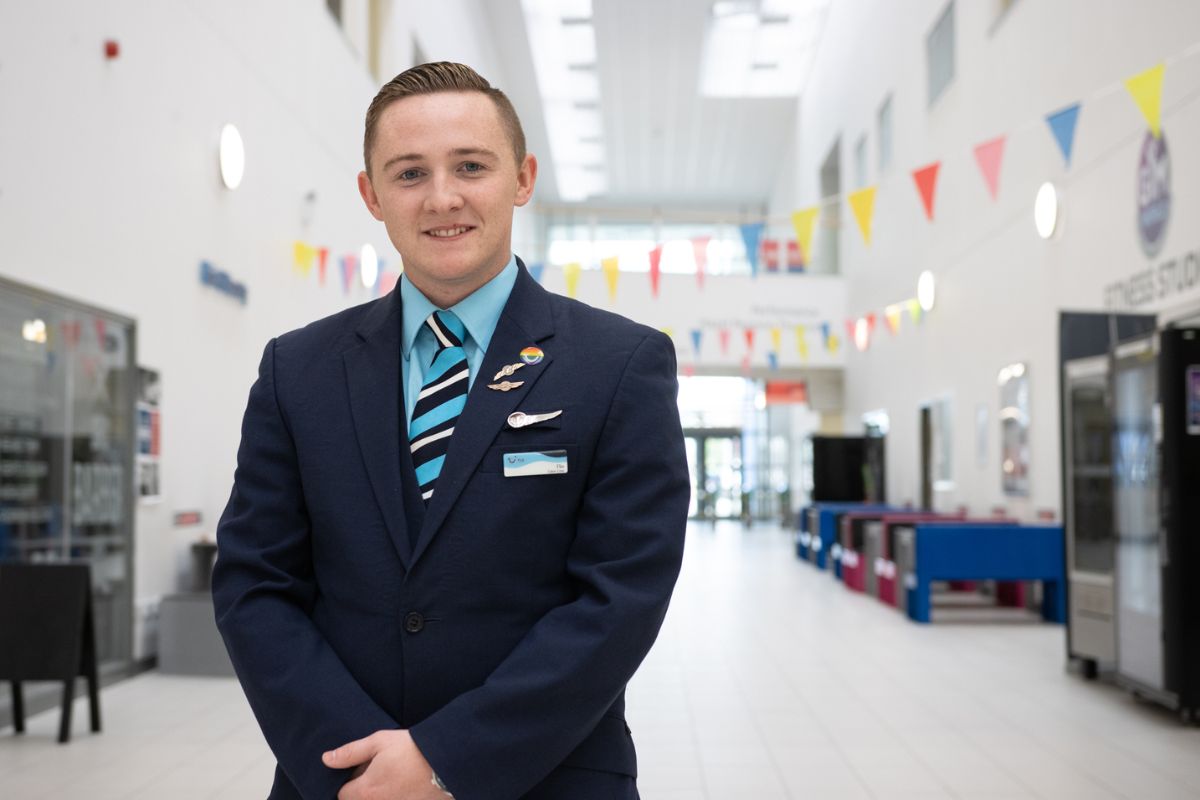 High flier – former Middlesbrough College student Flin Richardson has now embarked on a career in aviation with travel giant TUI.