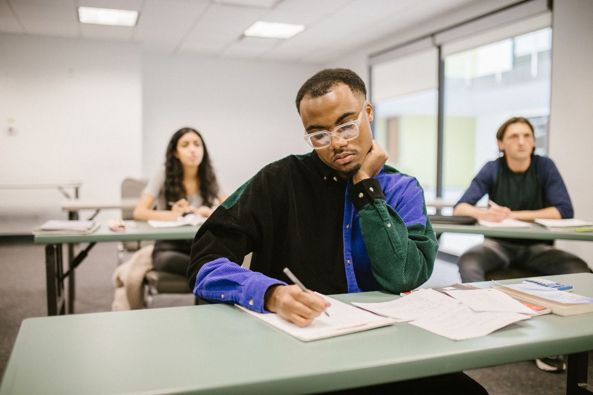 students doing exam