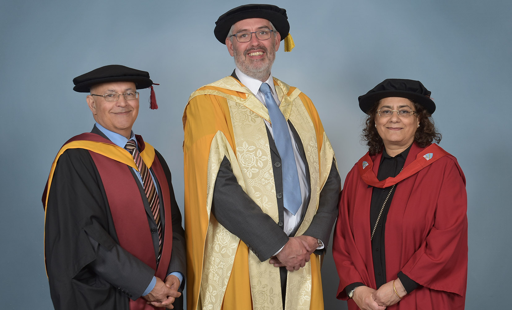 (l-r) Nasser Sherkat (Head of Engineering at Birmingham City University), Rowan Crozier (Brandauer) and Hanifa Shah (Pro Vice-Chancellor & Executive Dean of the Faculty of Computing, Engineering & the Built Environment at Birmingham City University)