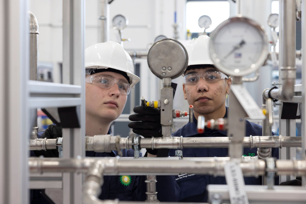 Redcar and Cleveland College's Teesside Clean Energy Technician scholarship students