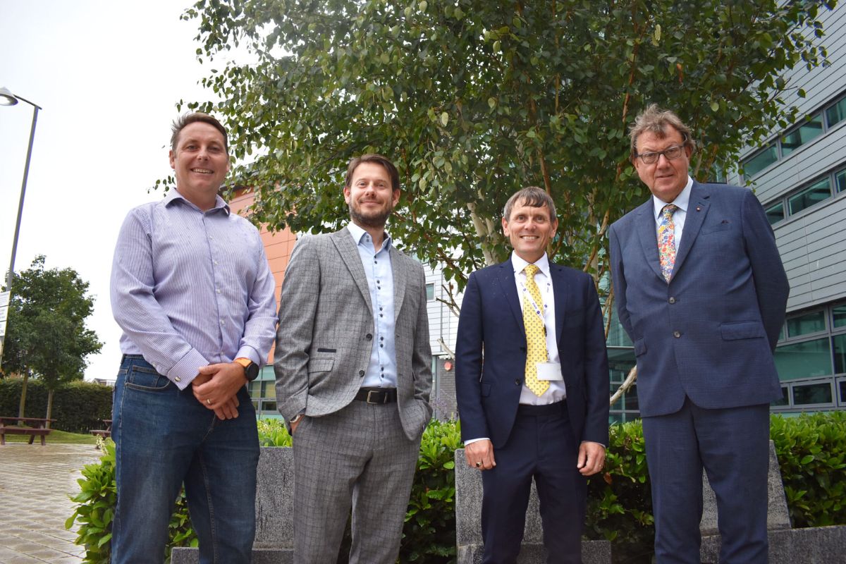Left to right: Etc. chair Stuart Blackett, Bede Sixth Form principal Patrick Jordan, Etc. chief executive Grant Glendinning and former Etc. chair Mark White CBE DL