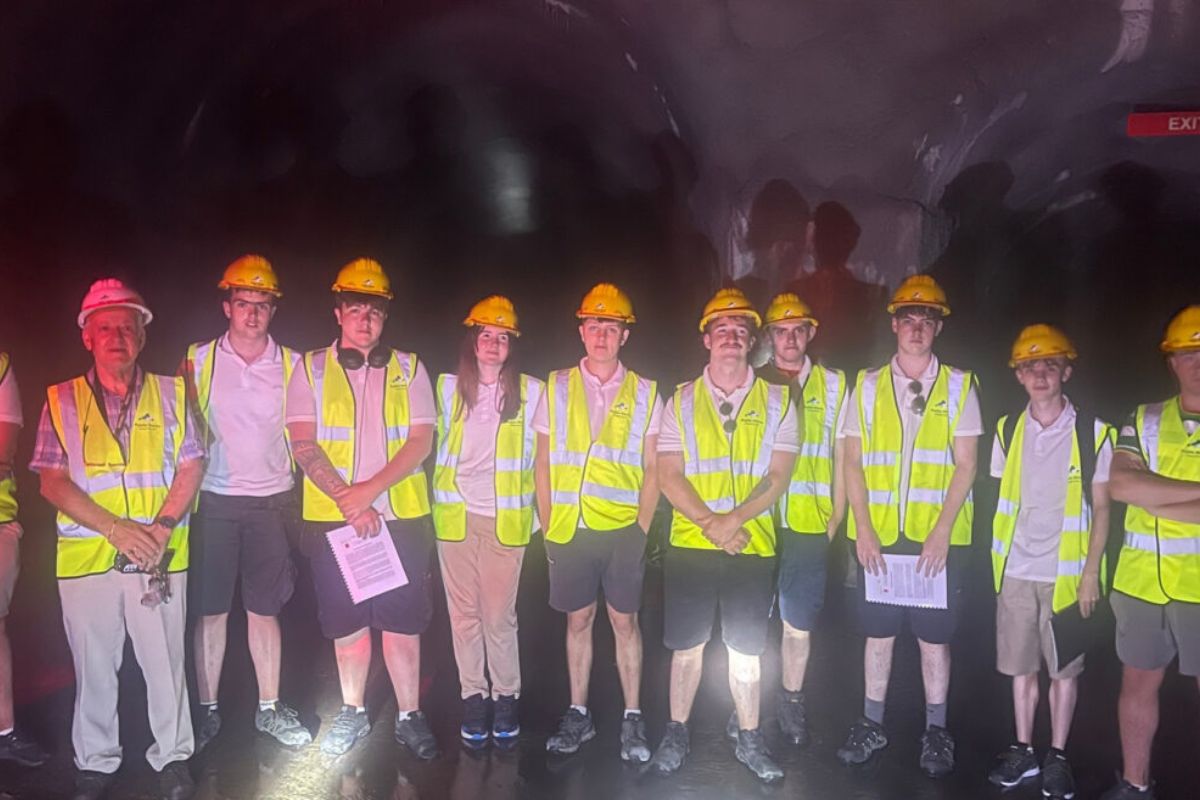 BTEC Level 3 Extended Diploma in Construction & the Built Environment at South Eastern Regional College on a site visit to a tunnel which is part of the National Flood Relief Project in Malta.