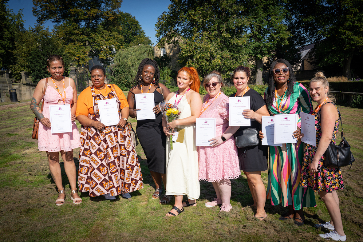 Students at Northern College in Yorkshire celebrate their achievements.