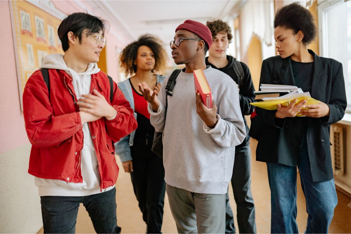 students stood in group