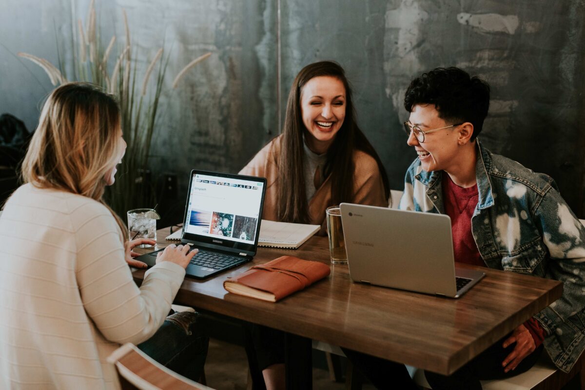 Young adults studying together