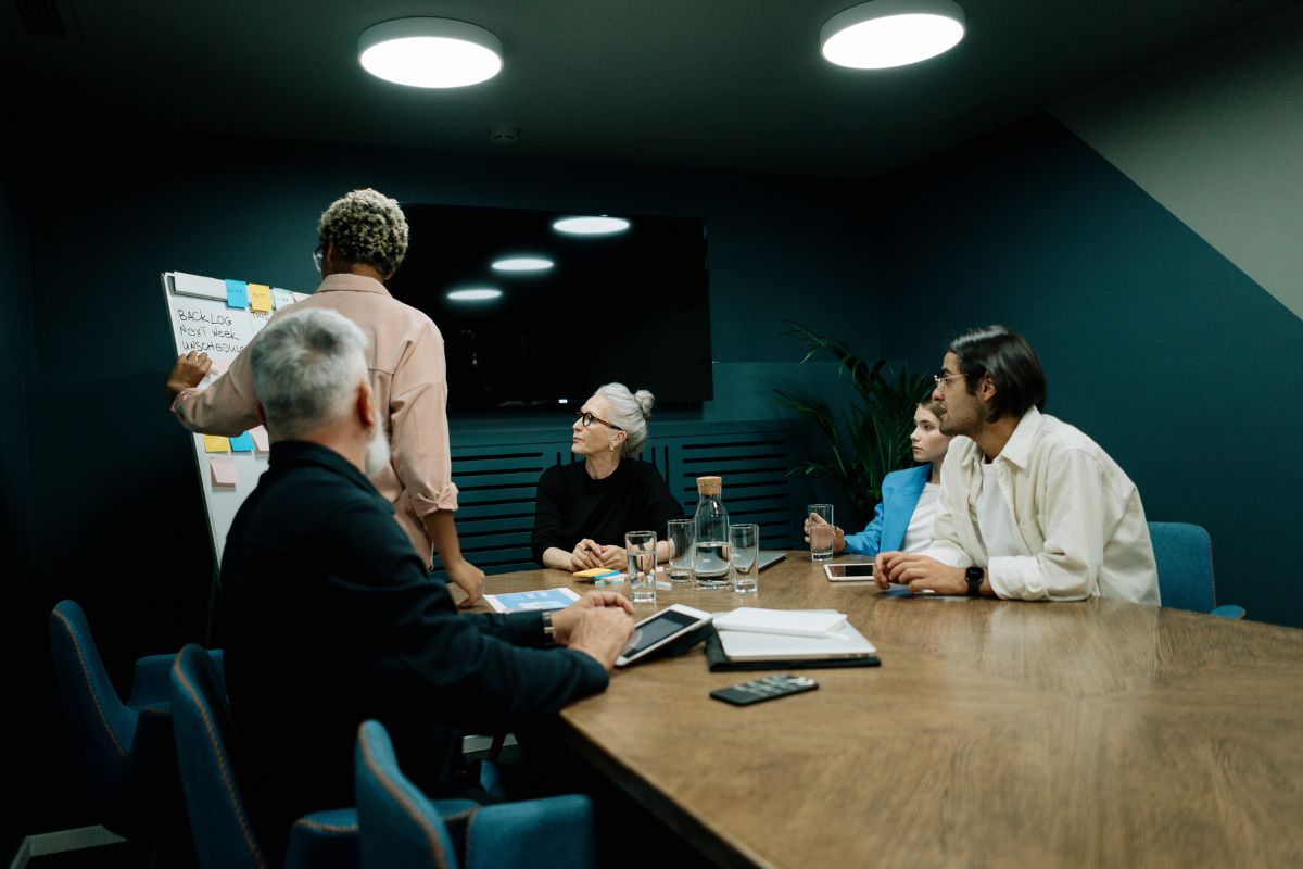 team of people in office room