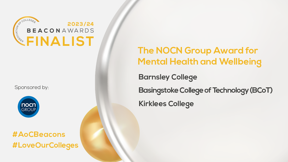 Kirklees College named as a finalist in the prestigious AoC Beacon Awards