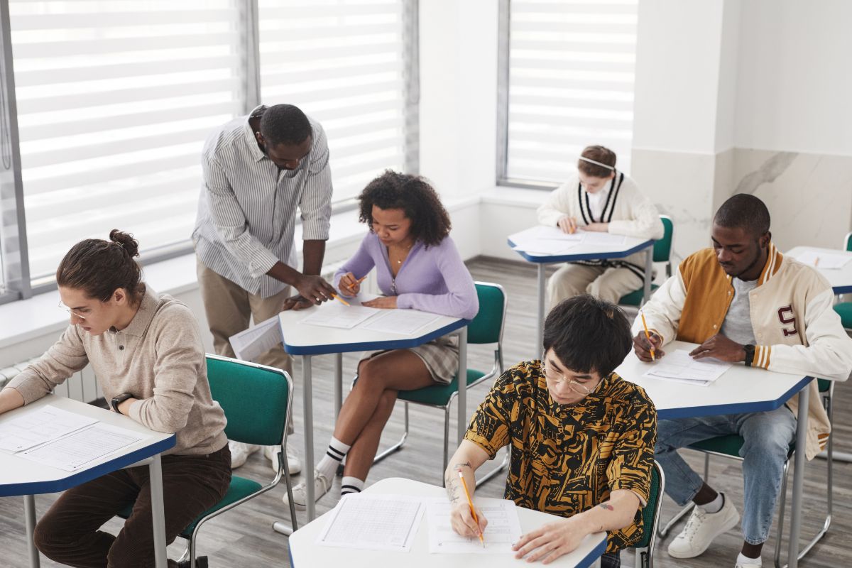 students sat in classroom