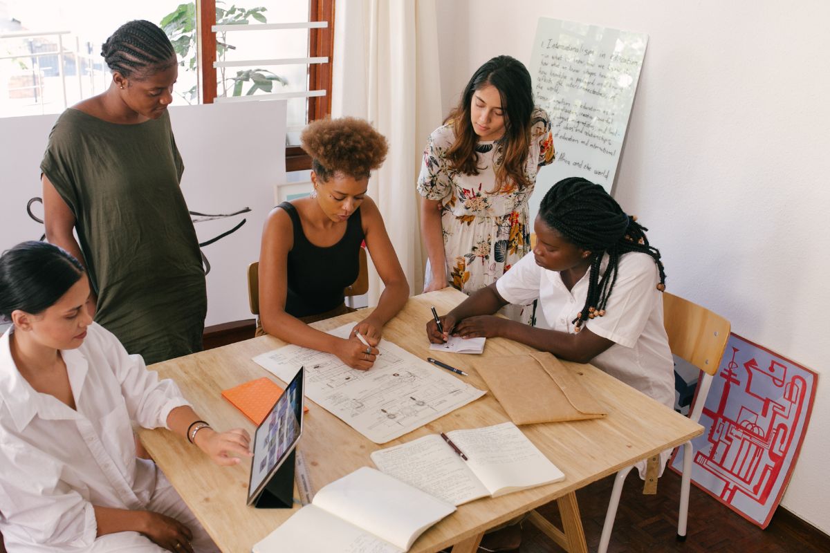 group of workers in office