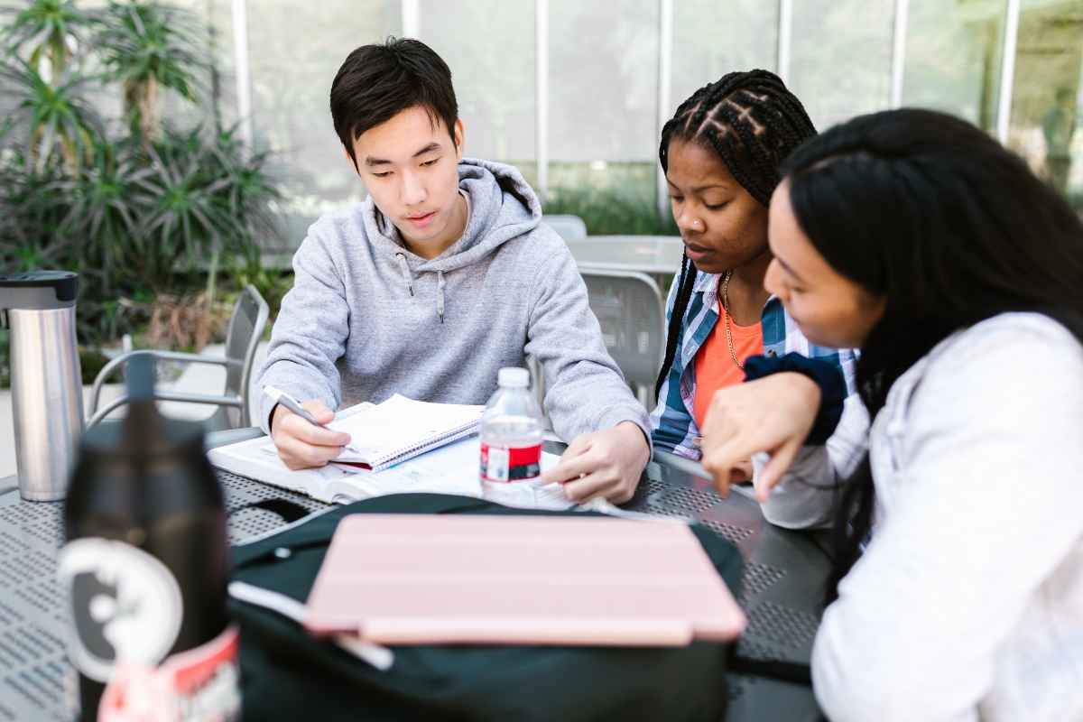 Students working