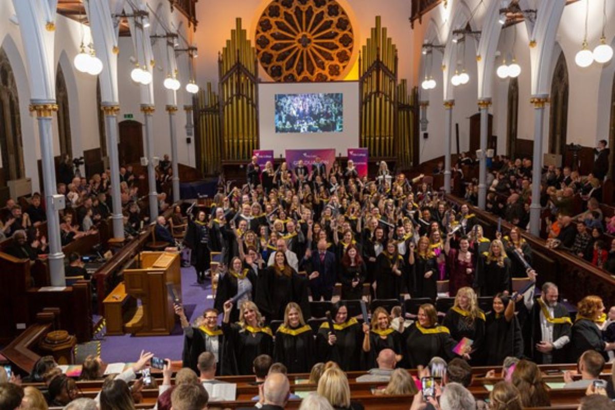 Graduation students in a church